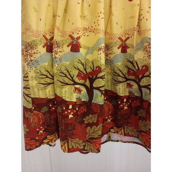 Yellow autumn, owl circle skirt , rockabilly. Size XL - Picture 3 of 5